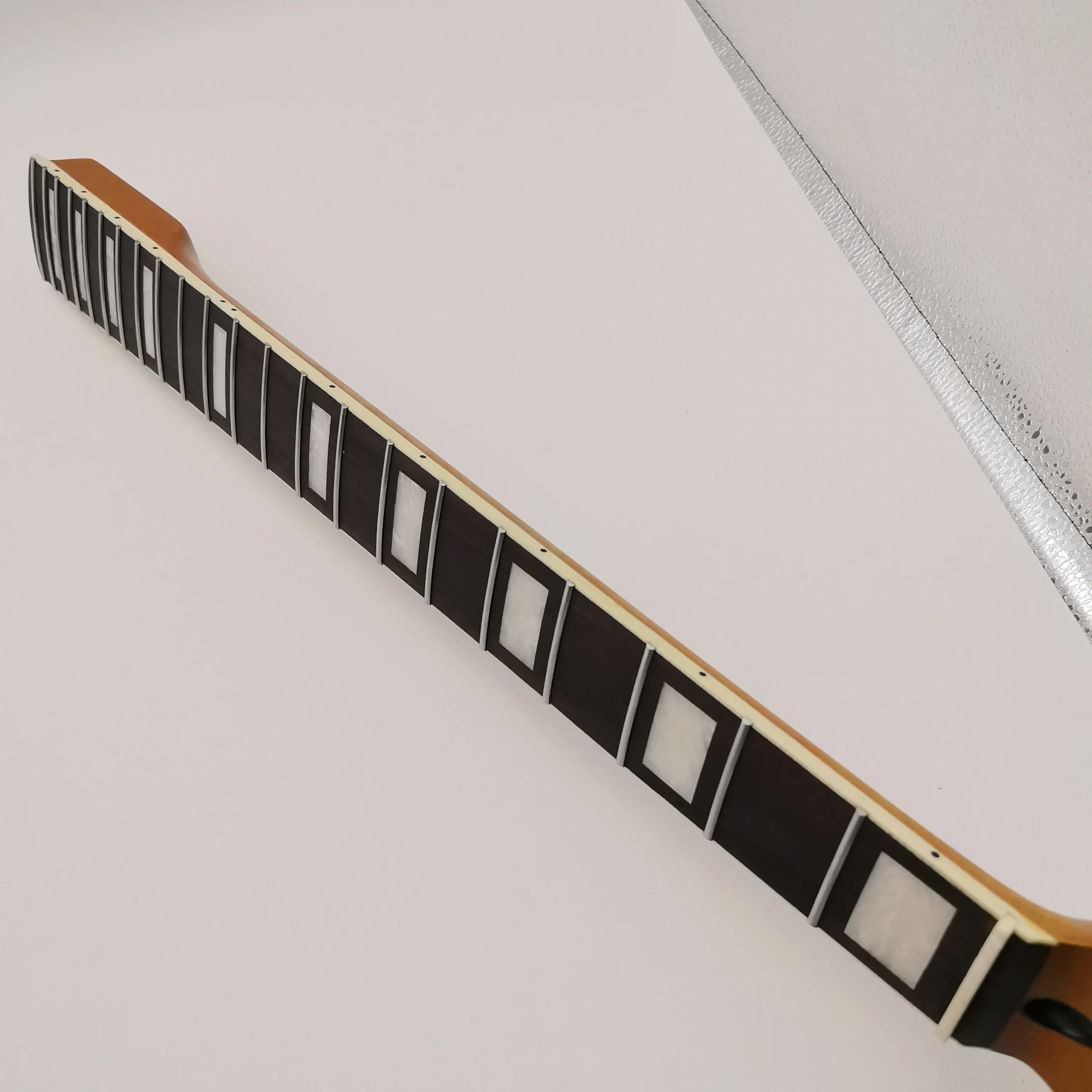 22 Frets Big Head Guitar Neck Roasted Maple Neck Rosewood Fingerboard with Binding Block Inlay Replacement Electric Guitar Neck