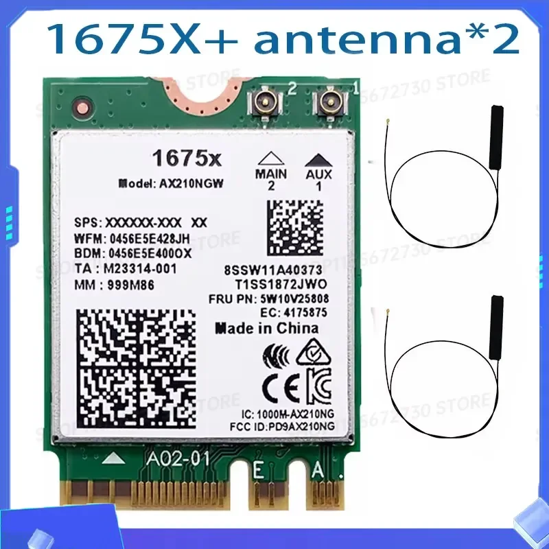 for NN 2026 Killer 1675X Wireless Network Card Ax210Ngw Wifi6E 2.4Gbps Dual Band 802.11ax Bluetooth 5.2 for Laptop Windows 10