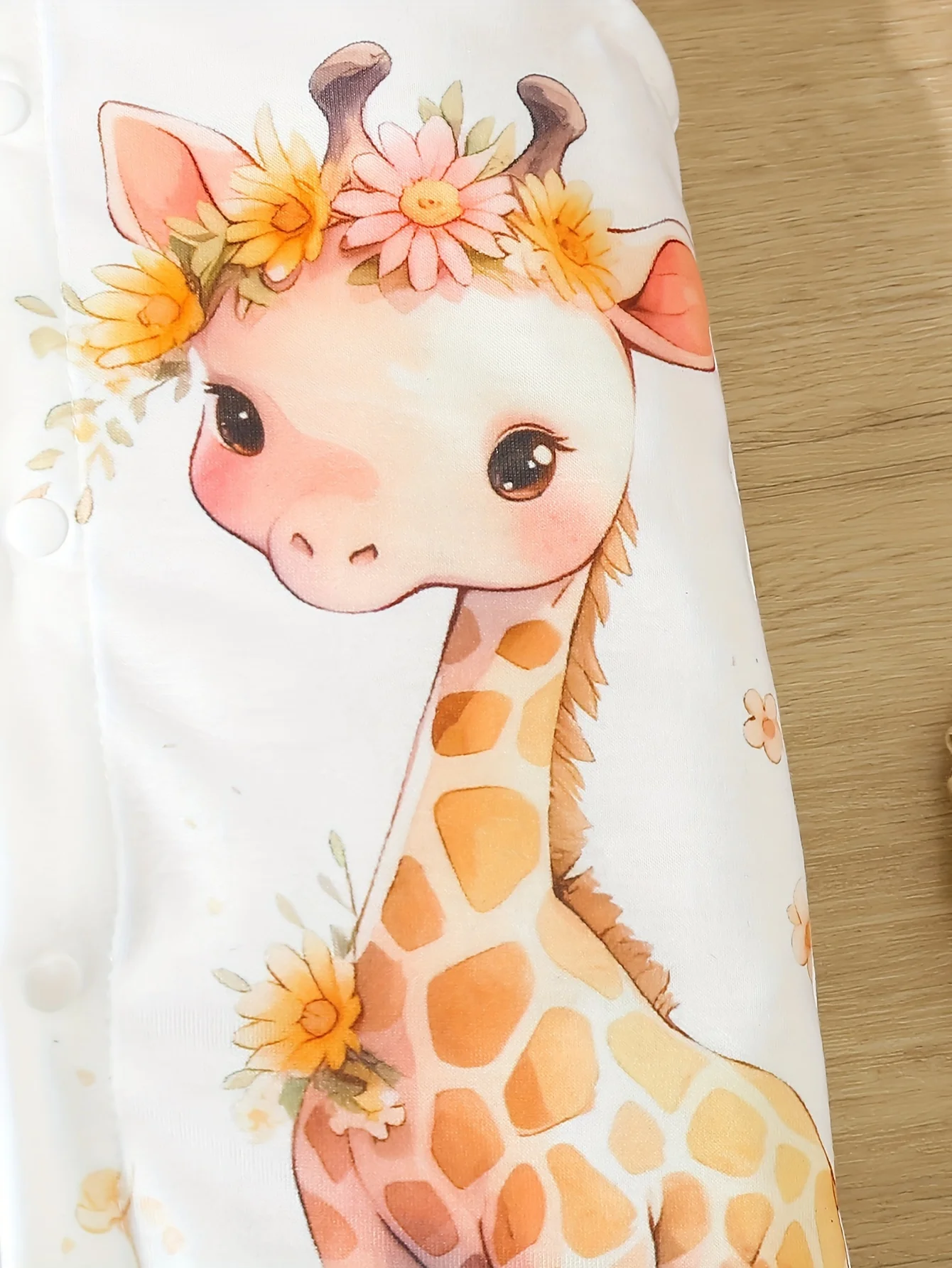 Baby Boy Cute Comfortable Casual Giraffe Print Sleeveless Baby Girl Summer Flying Sleeve Ruffled Onesie Fake Pocket