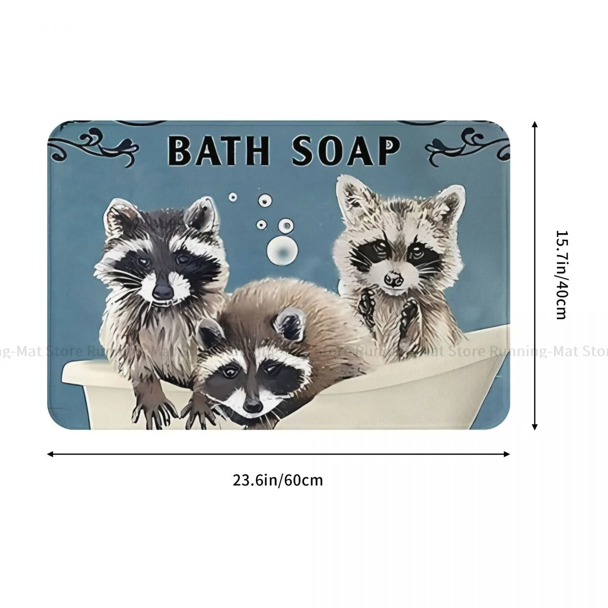 Raccoon Bathroom Non-Slip Carpet Co Bath Soap Wash Your Hands Living Room Mat Welcome Doormat Floor Decor Rug