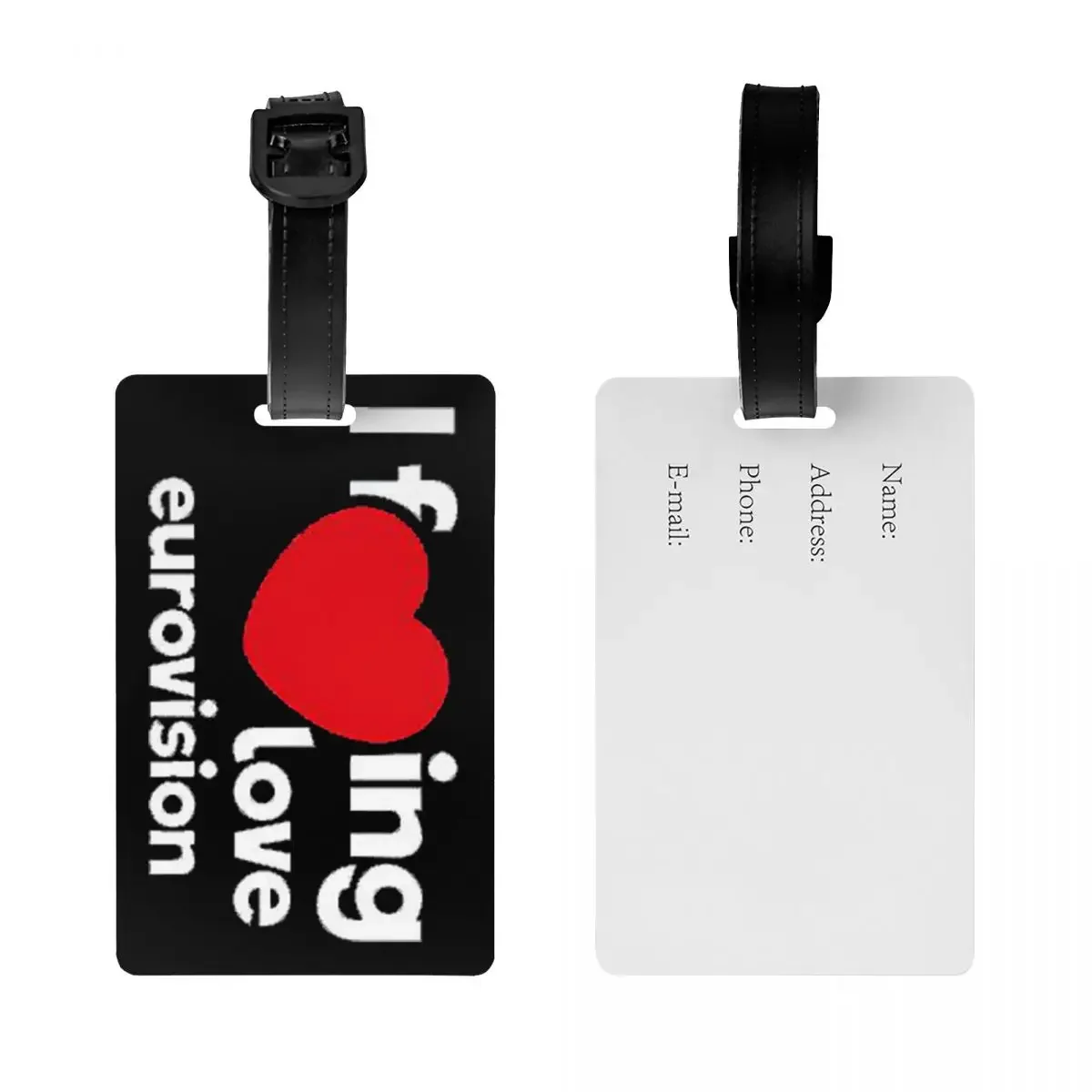 I Love Eurovision - Rainbow Pattern Luggage Tags Suitcase Accessories Travel Baggage Boarding Tag Label Holder ID Name Address