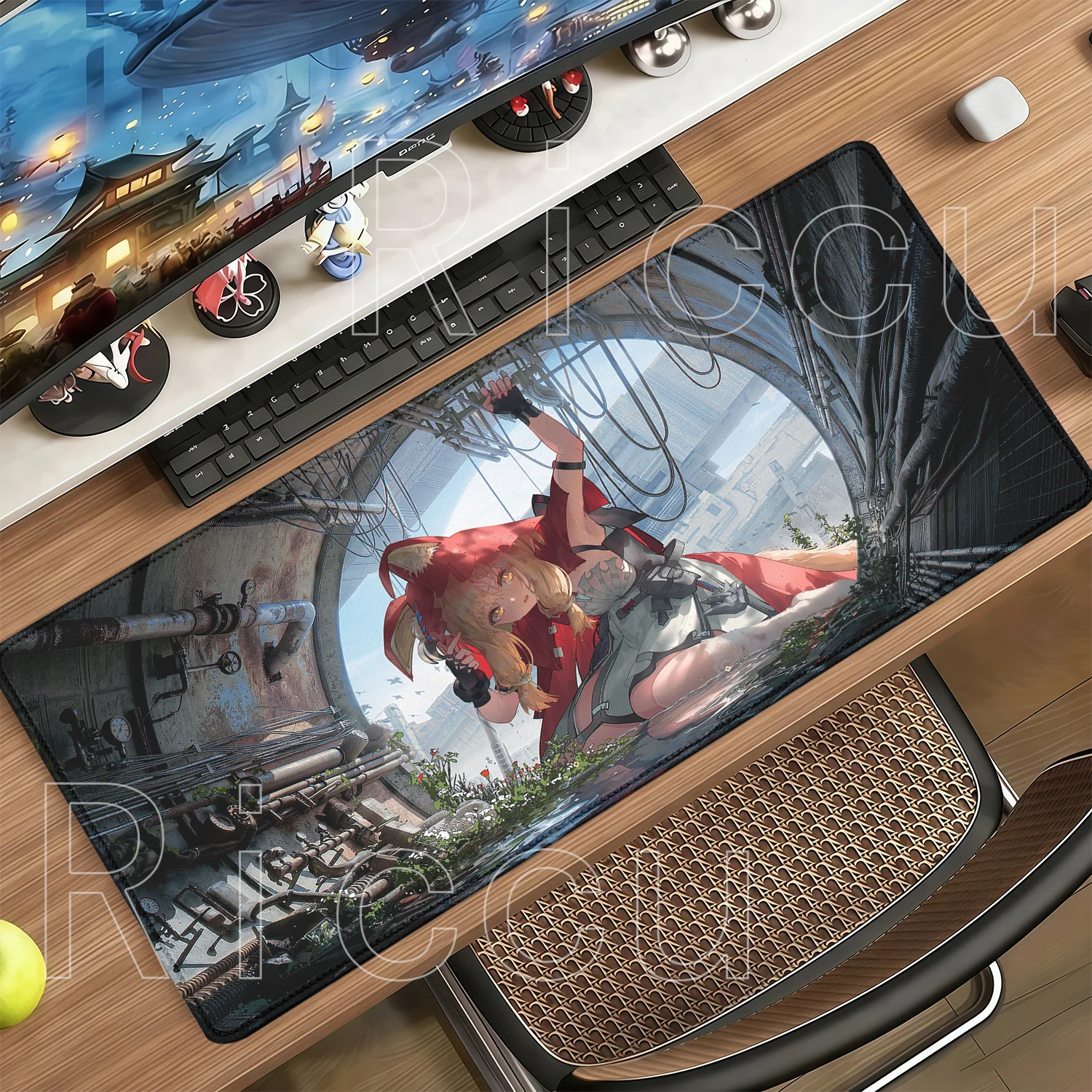 Rossi Yvonne Arknights Endfield Gaming Mouse Pad 900x400mm Rubber Computer Anime Girl Mousepad Office Large HD Printing Desk Mat