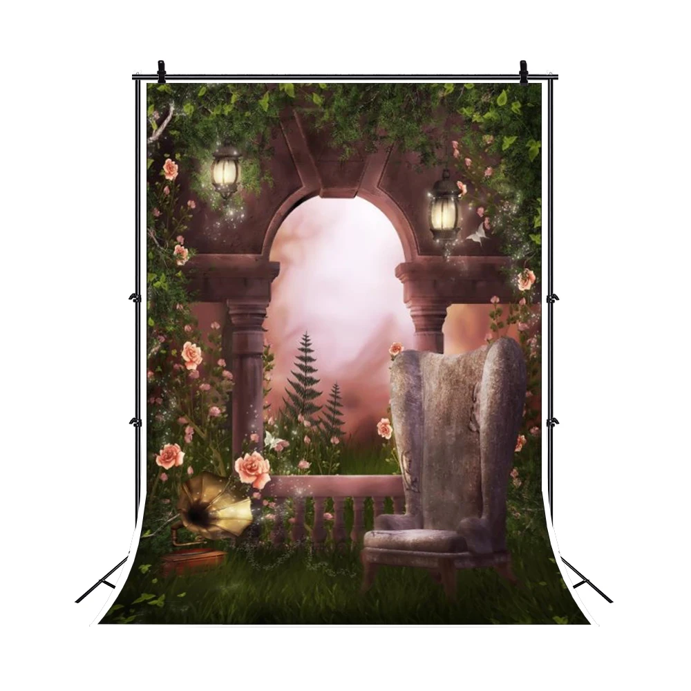 Gothic Dream Palace Backdrop Halloween Spooky Graveyard Tomb Retro Garden Adults Portrait Photo Background Photography Props