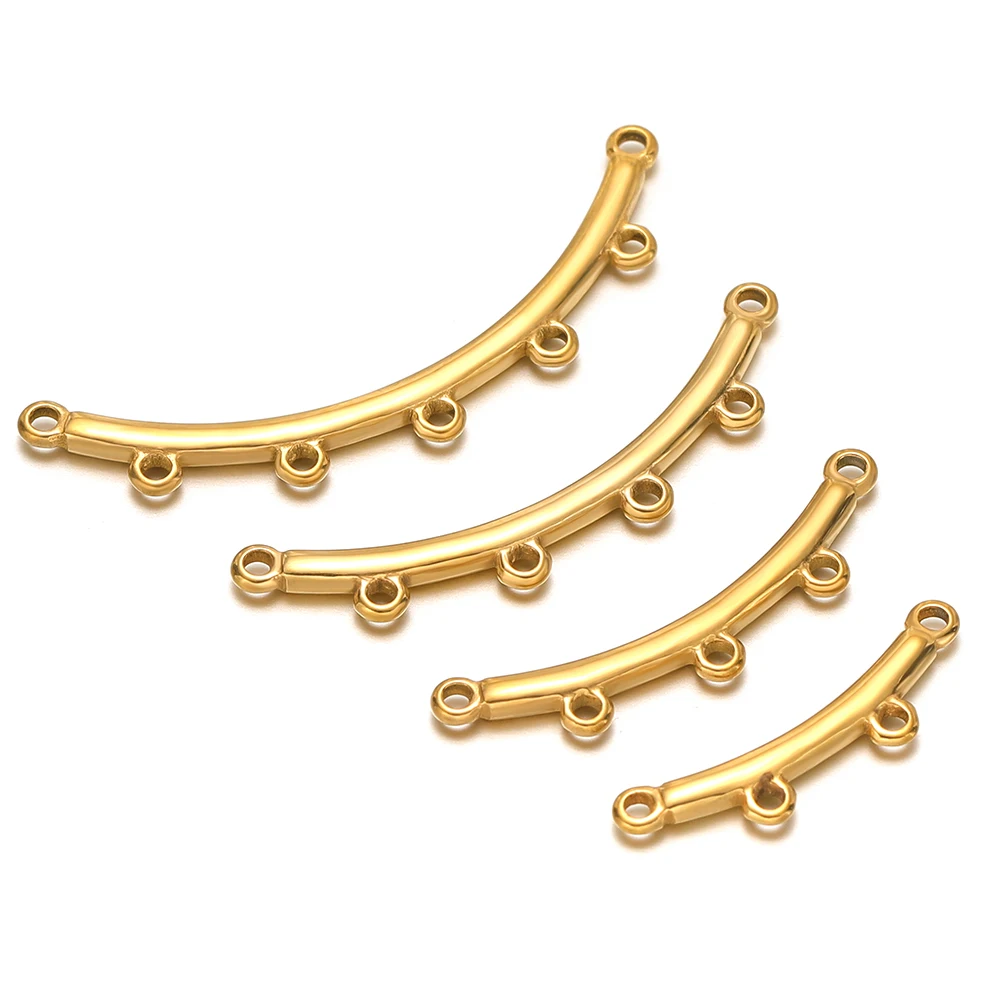 

10pcs Multi Holes Connectors Stainless Steel 18k Gold Layering Clasp DIY Necklace Jewelry Making Clothing Earrings Decoration