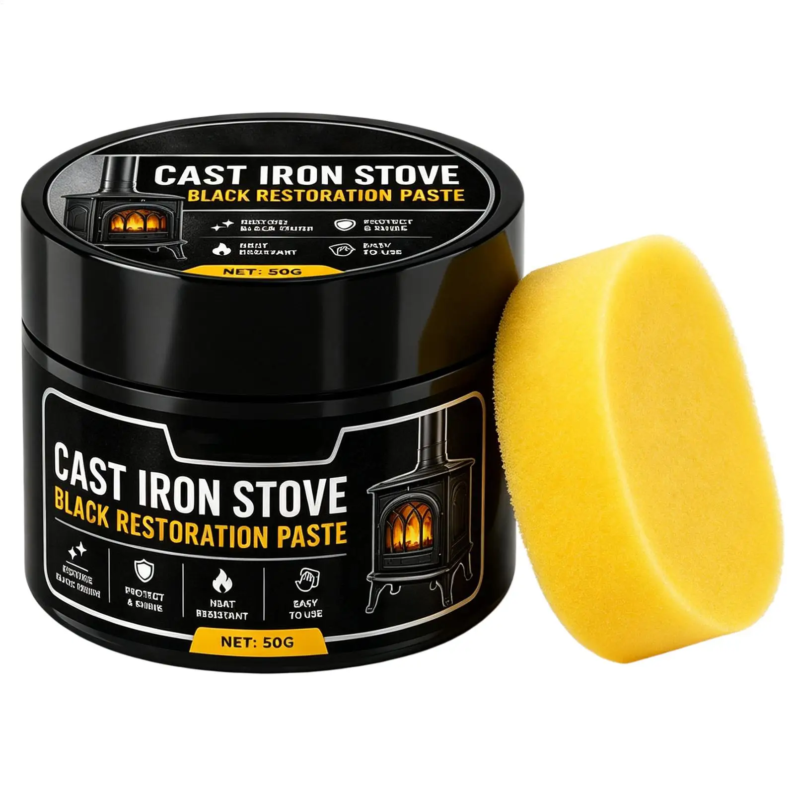 50g Cast Iron Grate Restorer Heat-Resistant Restoration Coating Paste Stove Blacking Paste For Home Living Room Kitchen cleaning