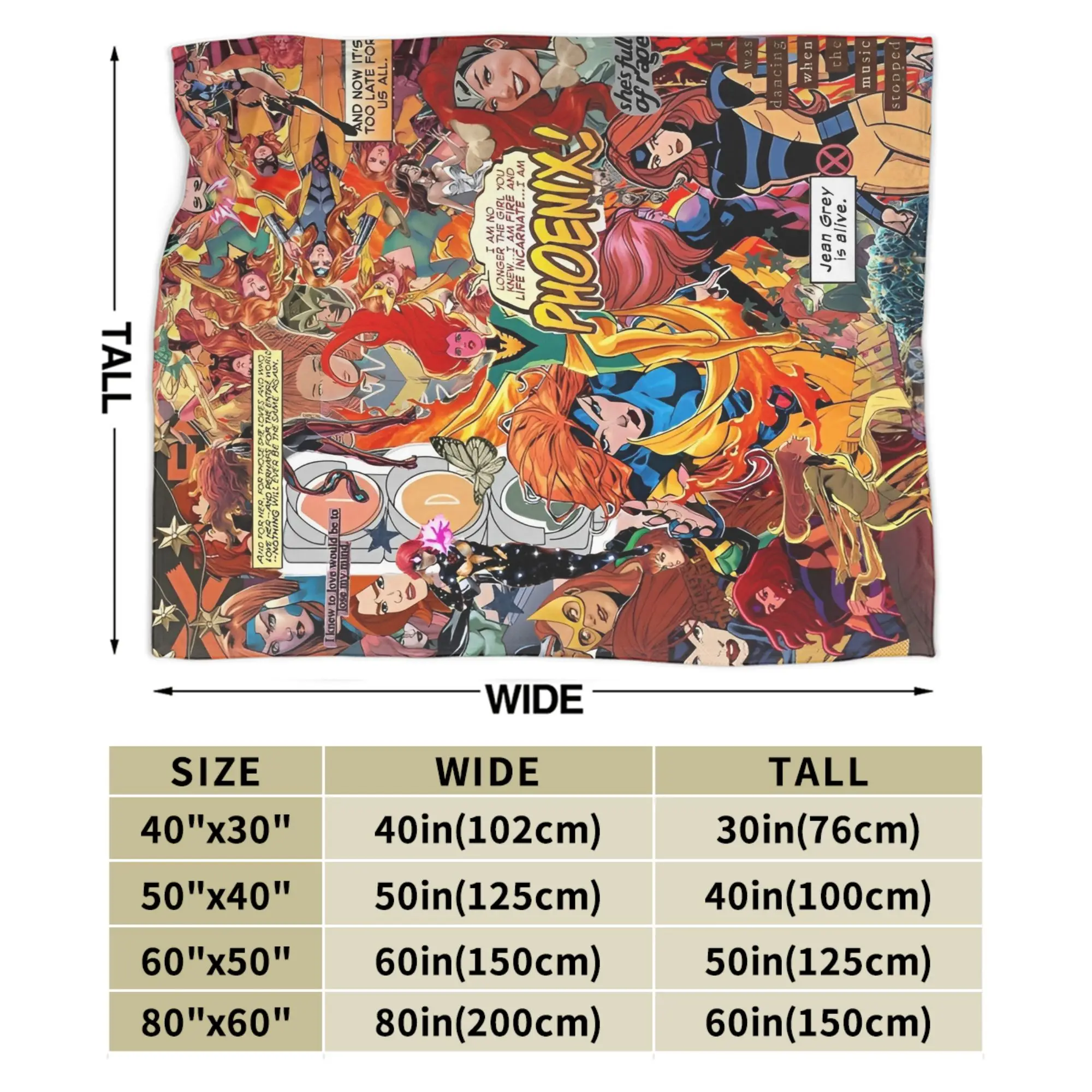 X-Men جان رمادي فينيكس البطانيات قوة اللهب الفانيلا رهيبة تنفس رمي بطانية لغرفة النوم النسيج ديكور في الهواء الطلق #6