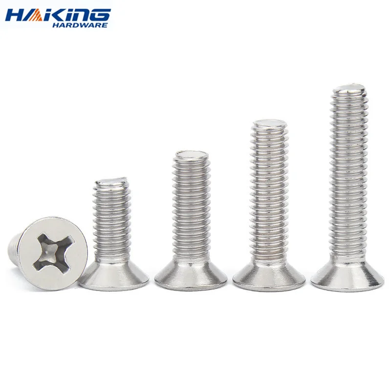 

100Ppcs/lot M1 M1.2 M1.4 M1.6 304 Stainless steel GB819 Cross Phillips Flat Countersunk Head Screw Bolt mini screws