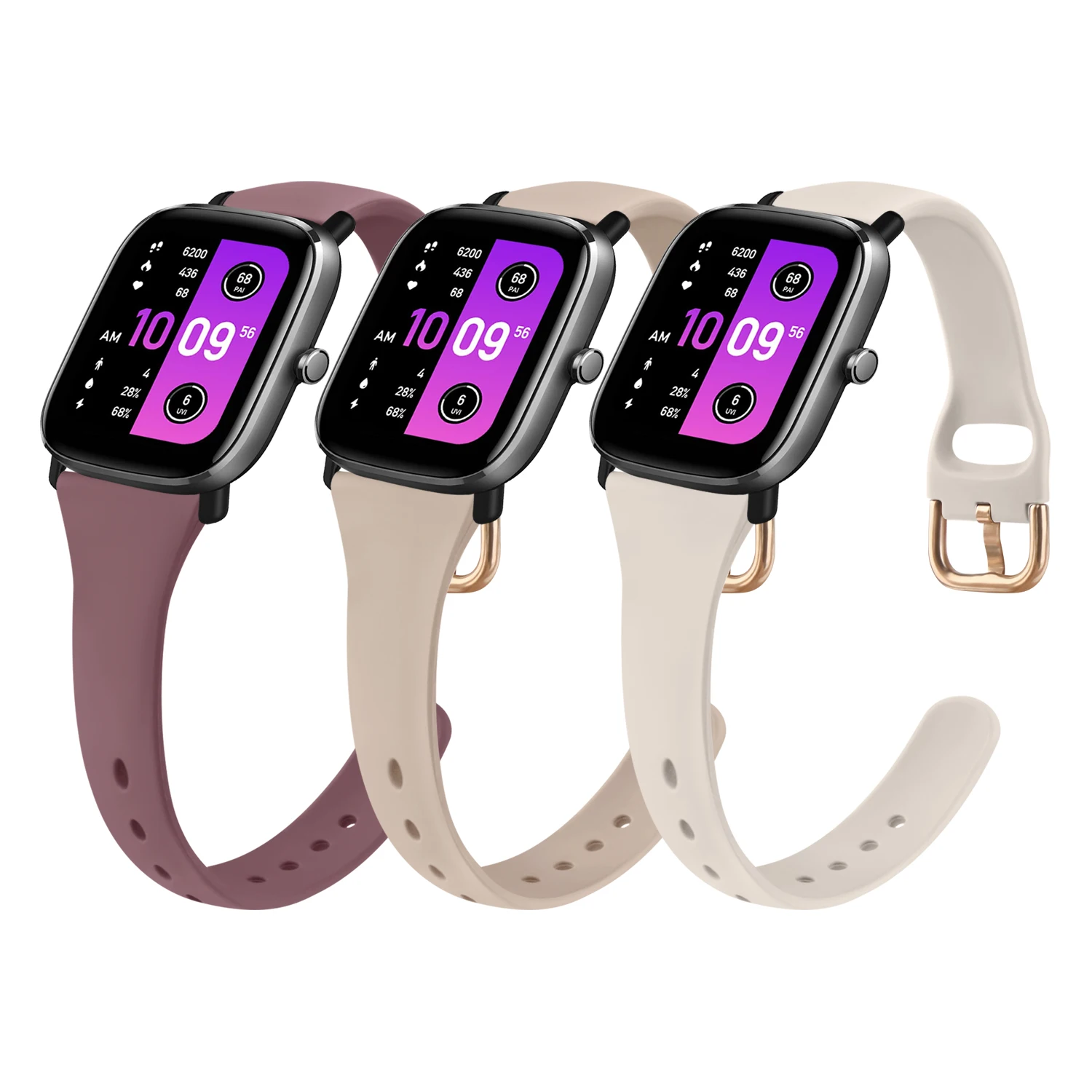 Pulseira de relógio de silicone fina para Huami Amazfit, GTS 4, 3, 2, 2e Mini Band, Pulseira para Amazfit GTR, 42mm, Bip 3 S U Lite Pro, 20mm