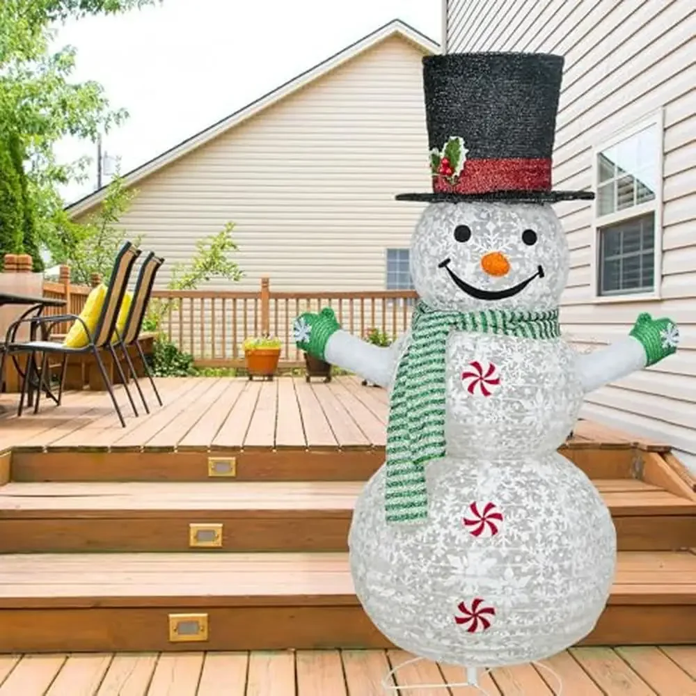 Large Lighted Outdoor Snowman Christmas Decor with Scarf and Snowflake Vest