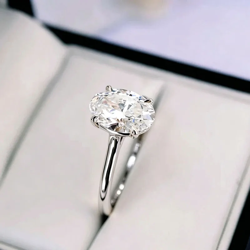 Platin 950 Laborgezüchteter Diamantring 2 Karat Ovalschliff DEF VS IGI-zertifizierter Solitär-Verlobungs- und Ehering Luxuriöser Edelschmuck – Detail 7