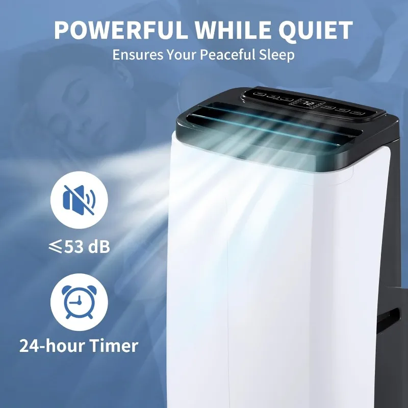 Ar condicionado portátil para salas, unidade de CA 3 em 1 com desumidificador e ventilador de refrigeração, 3 velocidades, 12.000 BTU, até 450 pés quadrados