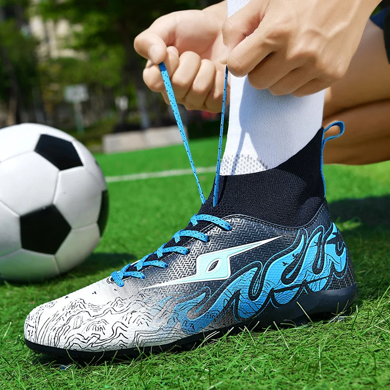 

Men's Soccer Shoes Soft TF/FG Football Boots Breathable Non-Slip Grass Training Sneakers Cleats Outdoor High Top Sport Footwear