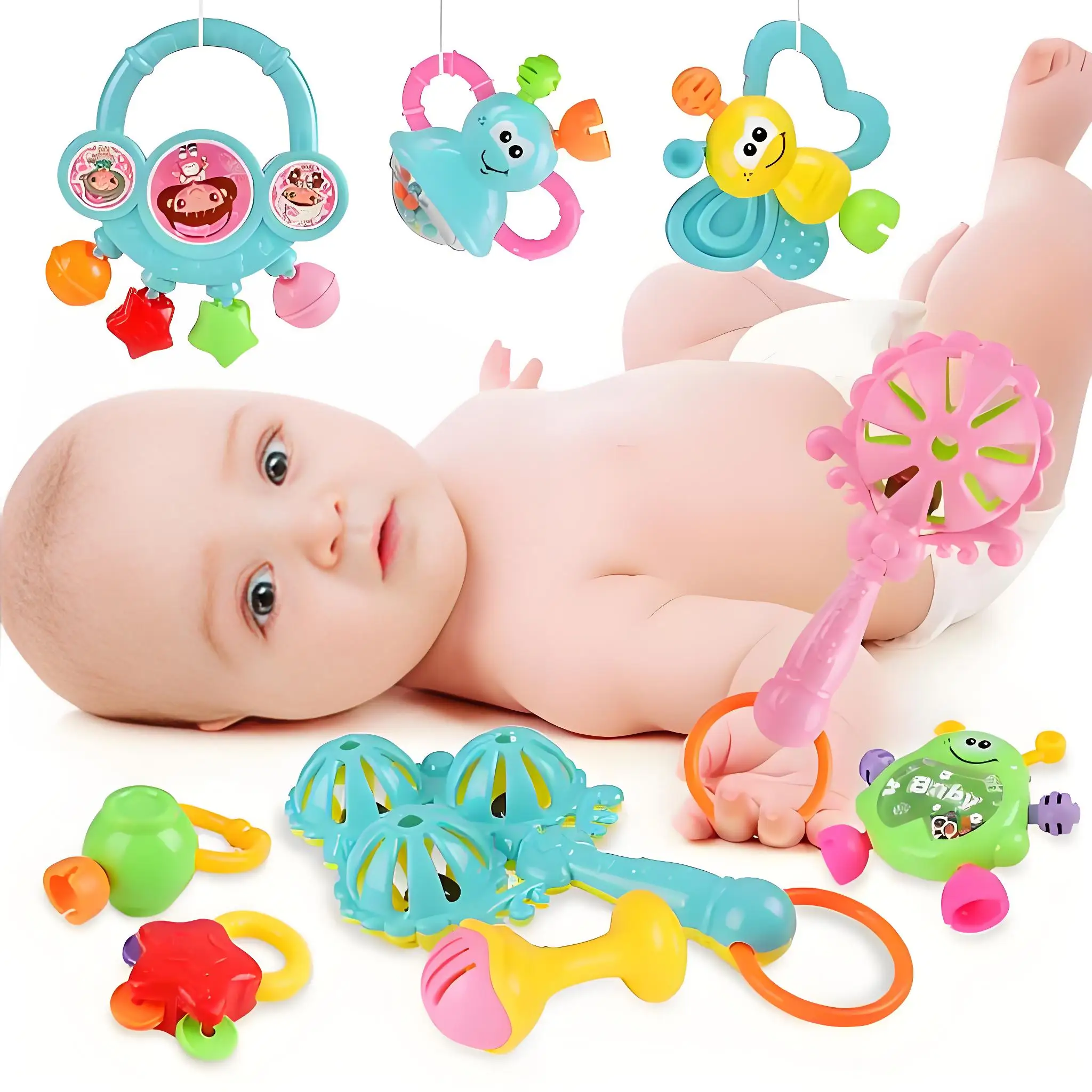 

7pcs Baby Rattles Toys Set Infant Grab Shake Rattle Sensory Teether Babies Development Learning Music Toy For Newborn 0 12 Month