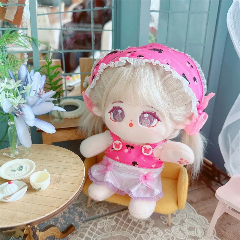 20cm Cartoon Sweet Pink Summer Dress Swimsuit Set Plush Doll Clothes Accessories Girls Gifts Anime Game Periphery