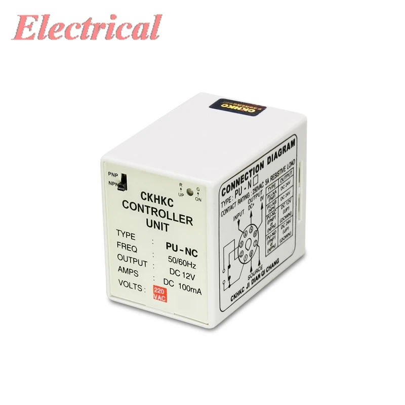 1PC Controller Unit 100mA 8Pin LED Indicator PU-ND PU-NC Power Supply PNP/NPN AC 250V 5A Resistive Load DIN Rail 50/60Hz SPDT