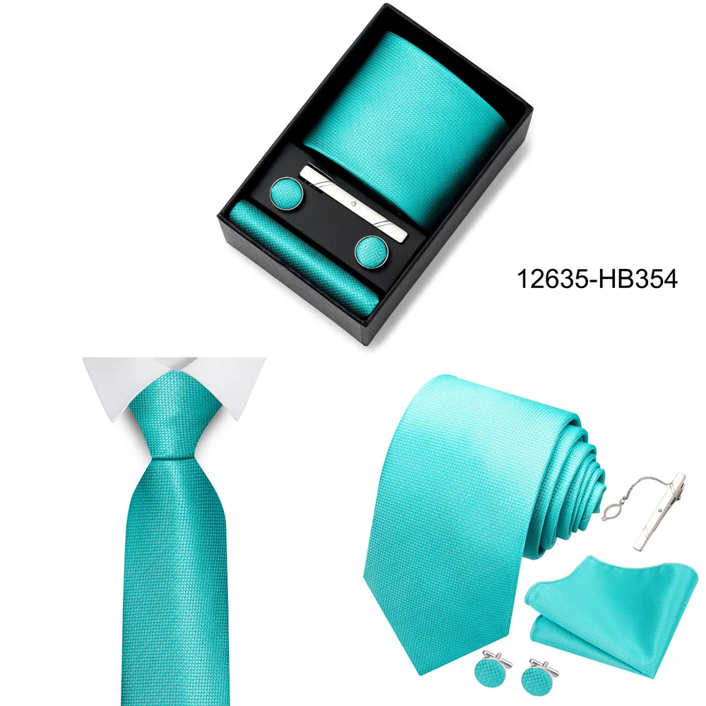 Heißer Verkauf Urlaub Geschenk Box Für Männer 8 cm Krawatte Taschentuch Manschettenknopf Clip Set Blau Druck Hochzeit Geschenk Fit Business – Detail 18