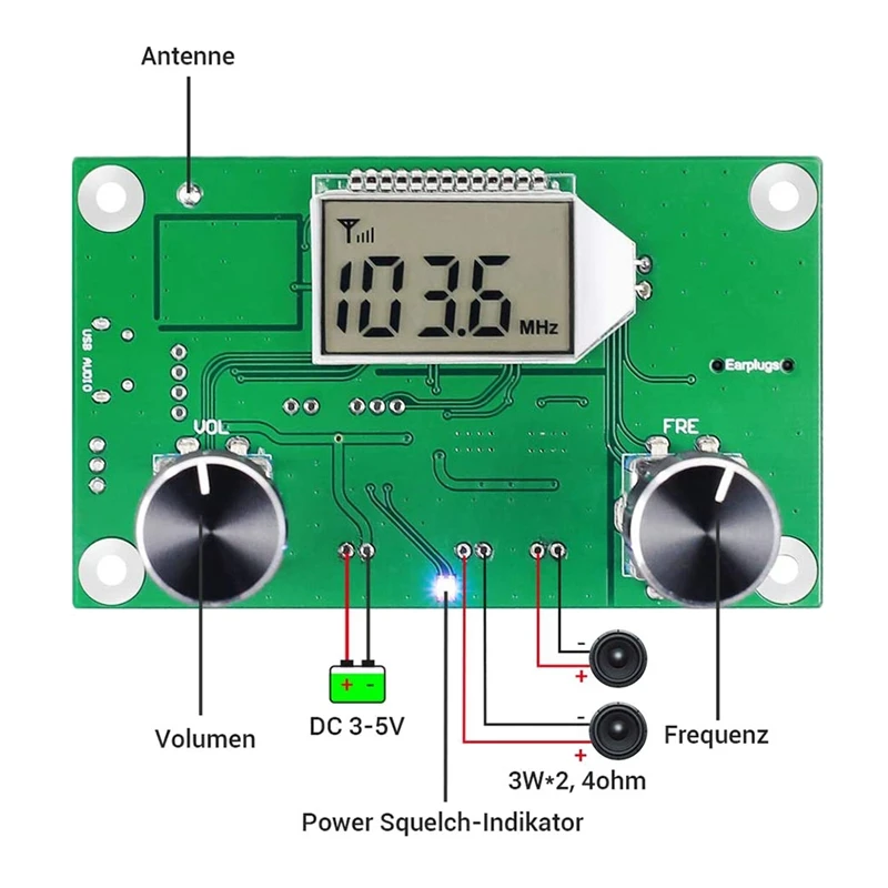 Platine – panneau récepteur sans fil pour petits adultes, 87.5-108Mhz 3V 3.7V 4.5V 5V, Module stéréo Mono écran LCD