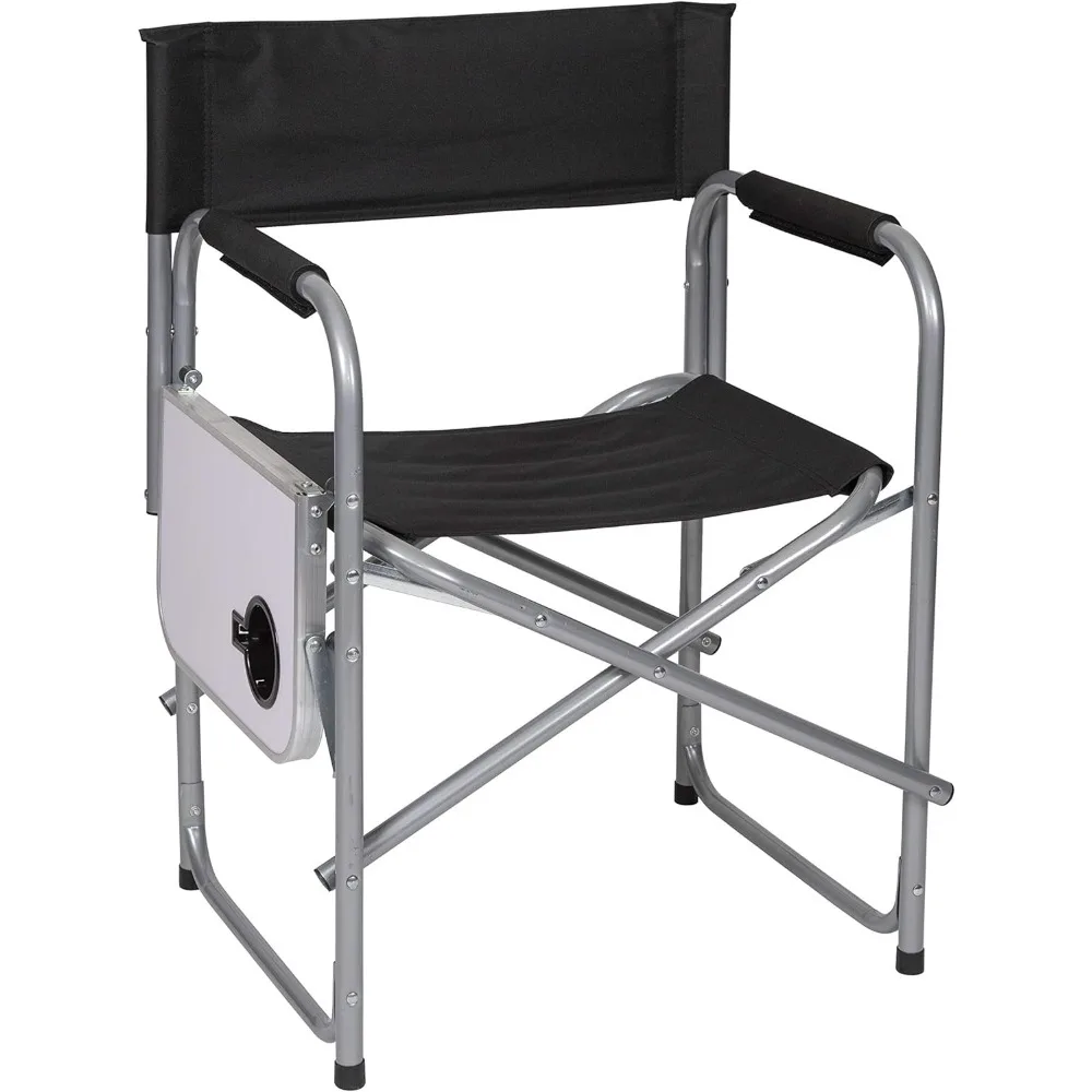 Directors Chair with Side Table, One Size, Black