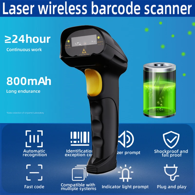 

Wireless Scanner 1D QR Bluetooth Barcode Reader Wired Laser Bar Code