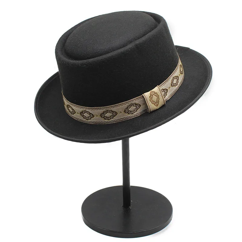Dome Hat Men S Woolen Billycock Gentlemen S Hat European And American Hat British Retro Flat Top Hat
