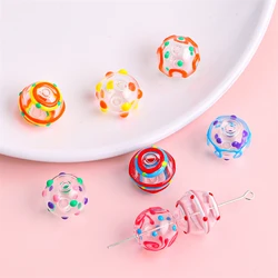 1Pcs 14/16mm Handmade Hollow Lampwork Glass Round Beads For Jewelry Making DIY Charm Wind Bells Bracelet Earring Accessories