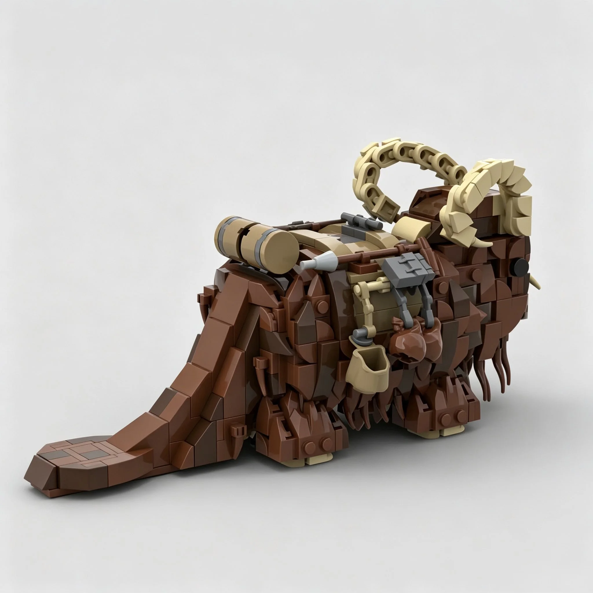 MOC Fantasy Horned Ox Beast Building Blocks Kit, Retro Wild Animal Creature Bricks Model, Collectible Assembly Toy