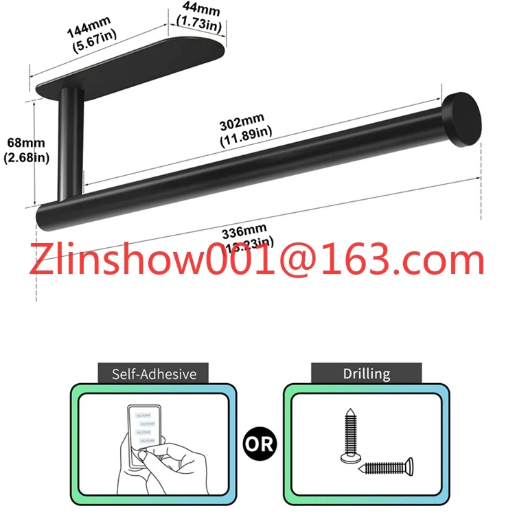 Stainless Steel Kitchen Dinnerware Under Cabinet Bar Wall Mount/Adhesive Paper Towel Holder