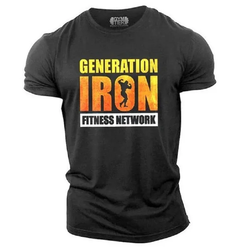 Fashion Letter Print T Shirt For Men Outdoor Run Fitness Sports Summer Hot Sale Cotton Short Sleeve Casual O-neck Tshirts Tops