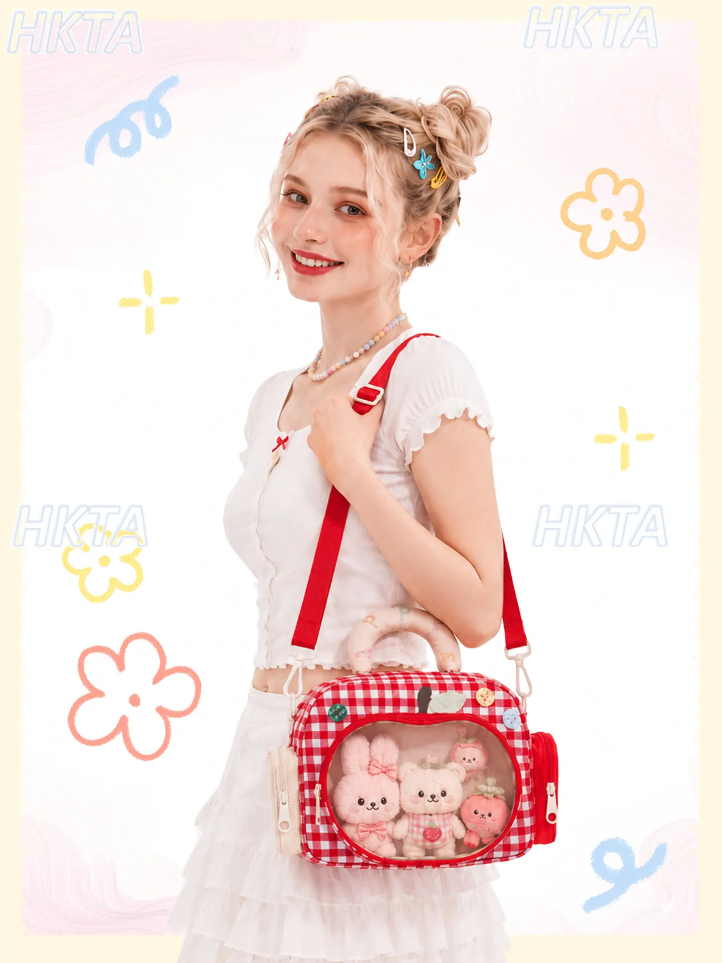 Japanese Plaid Letter Embroidery Out Travel Large Capacity Messenger Bag Lolita Pain Bag Autumn Sweet Versatile Backpacks Women