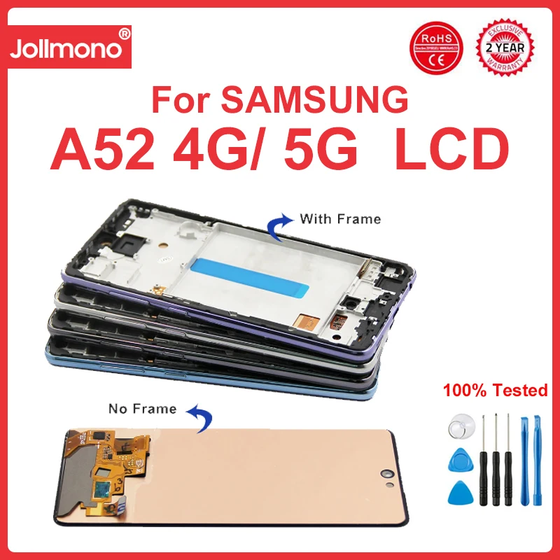 Imagem -04 - Tela Amoled para Samsung Galaxy A52 A525 A525f Display Lcd Tela de Toque Digital com Moldura 5g A526 A526b