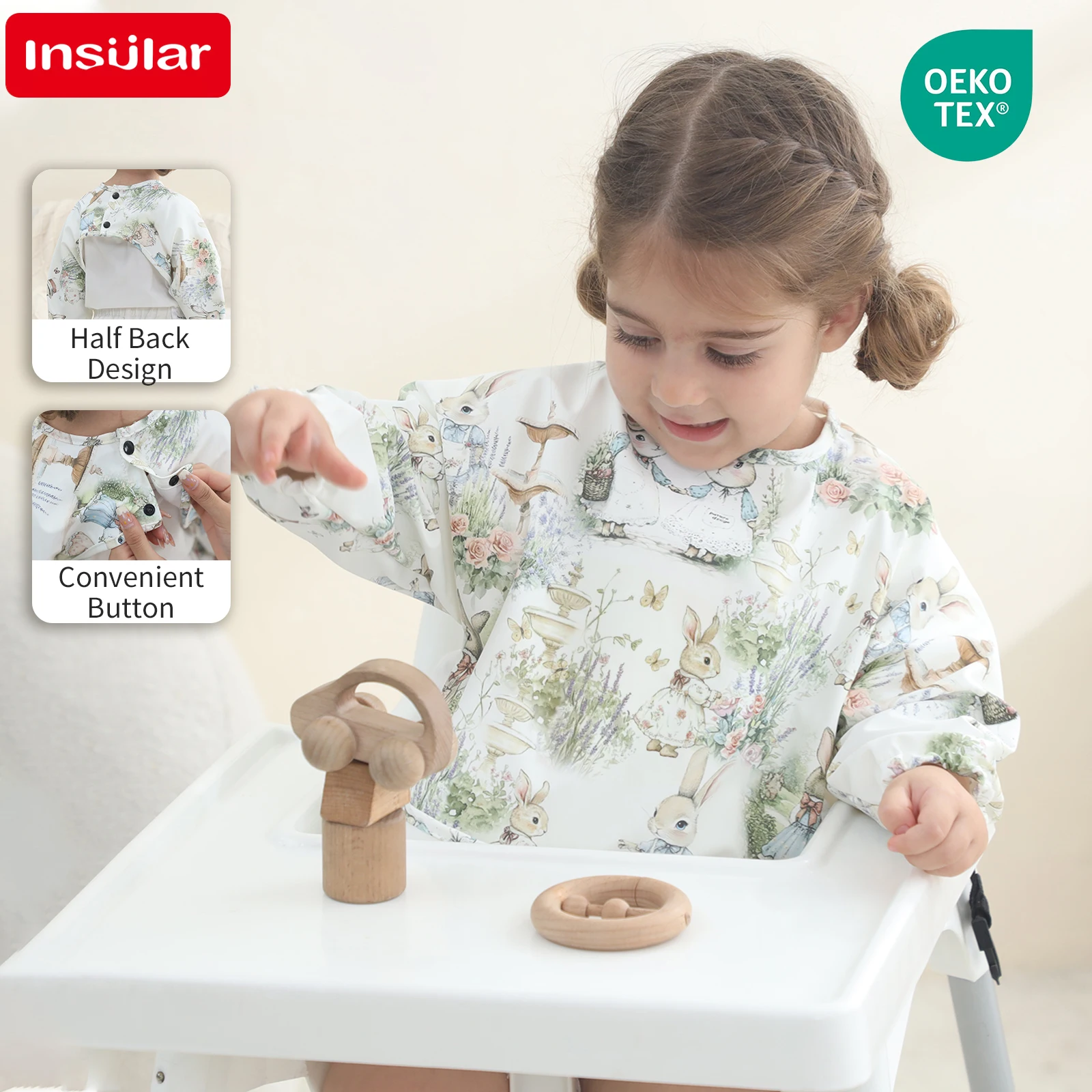 

INSULAR Infant Eating Clothes 100% PU Baby Bibs Waterproof Newborn Apron Reverse Dressing Protective Clothing Upside-down 0-1Y