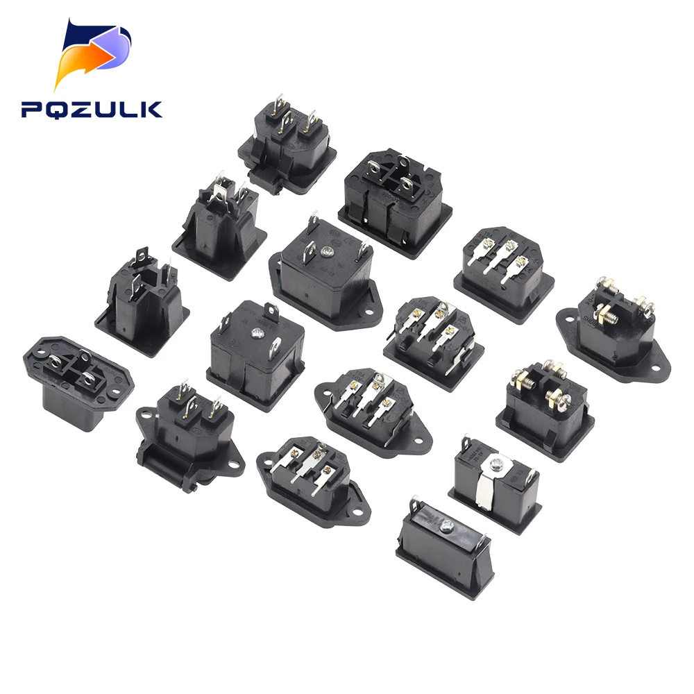 Iec320 10a 250v preto macho fêmea encaixe plug conector rewireable c13 c14 plug rewirable power konektor 2/3/4/5/6pin ac soquete