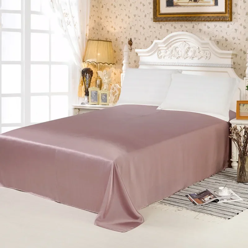 1pc Flat Sheet 25MM 100% Mulberry Silk Bed Sheets Solid Colors Heavy Pure Silk