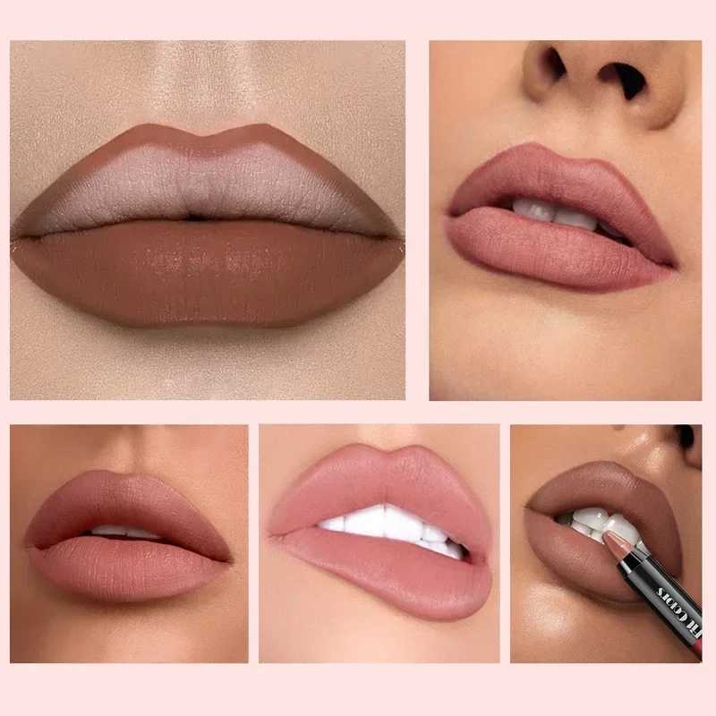 Matt braune Lip Liner Bleistift Lippen kontur Kontur dauerhafte wasserdichte Lippenstift Buntstift Pigmente feuchtigkeit spendende Lippen balsam Kosmetik