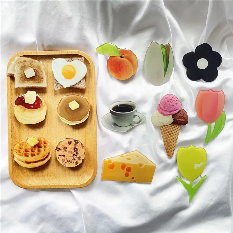 

3D-реалистичный держатель для телефона в виде еды: тюльпан-десерт, раскладная подставка, клейкая основа, защита от падений, крепление на палец для смартфона