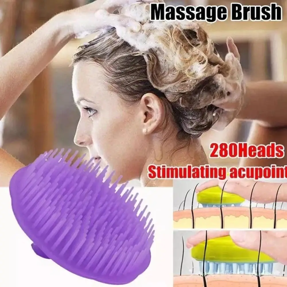 Silicone Hair Washing Comb Head Massage Handheld Round Scalp Massage Brush Bath Shampoo Brush Comb Hair Care Bathroom Products