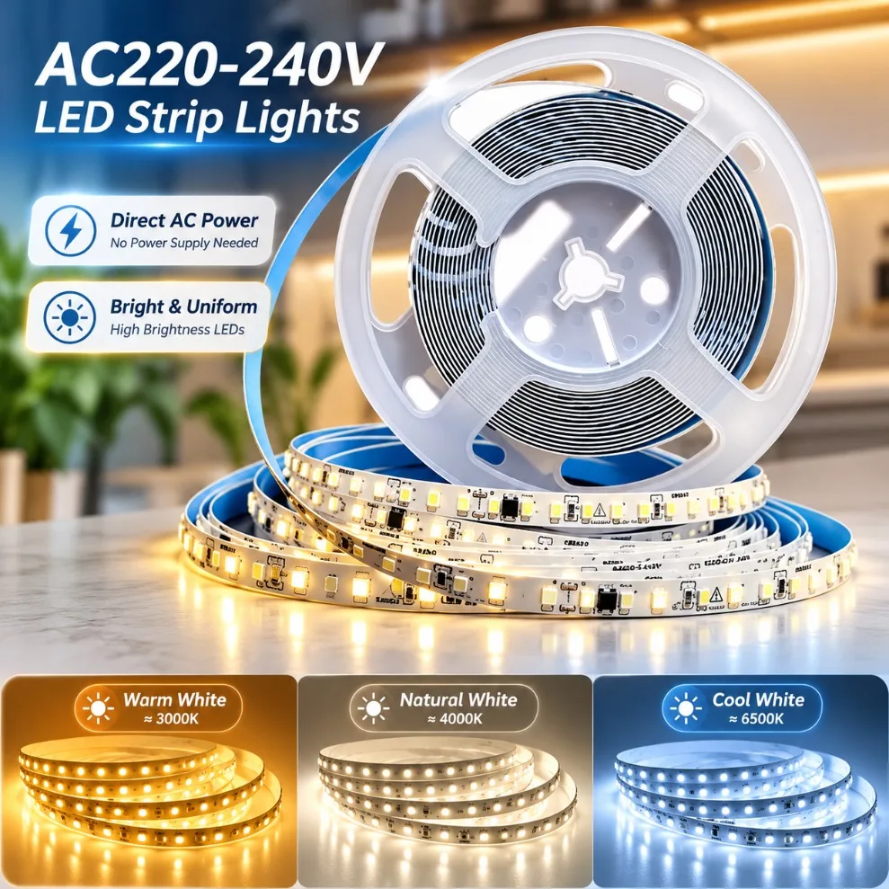 SMD2835 LED Strip AC220V 120LEDs/M High Bright Cuttable Flexible Soft Lamp Bar Ice Blue Green Yellow Pink For Home Room Decor