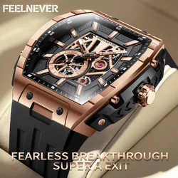 LIGE Automatic Tourbillon Watch Men Fashion Silicone Sports Waterproof Watches For Men Casual Business Mechanical Wristwatches