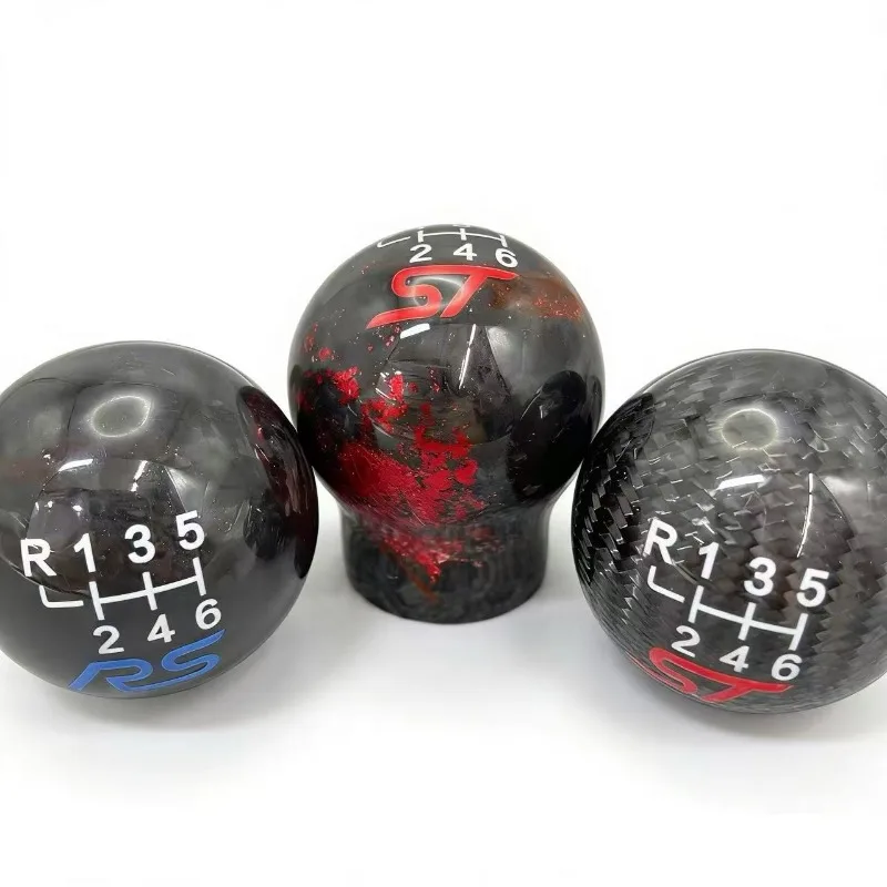 New 6 Speed Racing Carbon Fiber Gear Shift Knob For Ford Focus ST RS Fiesta Car Handball Aluminum Alloy view 2