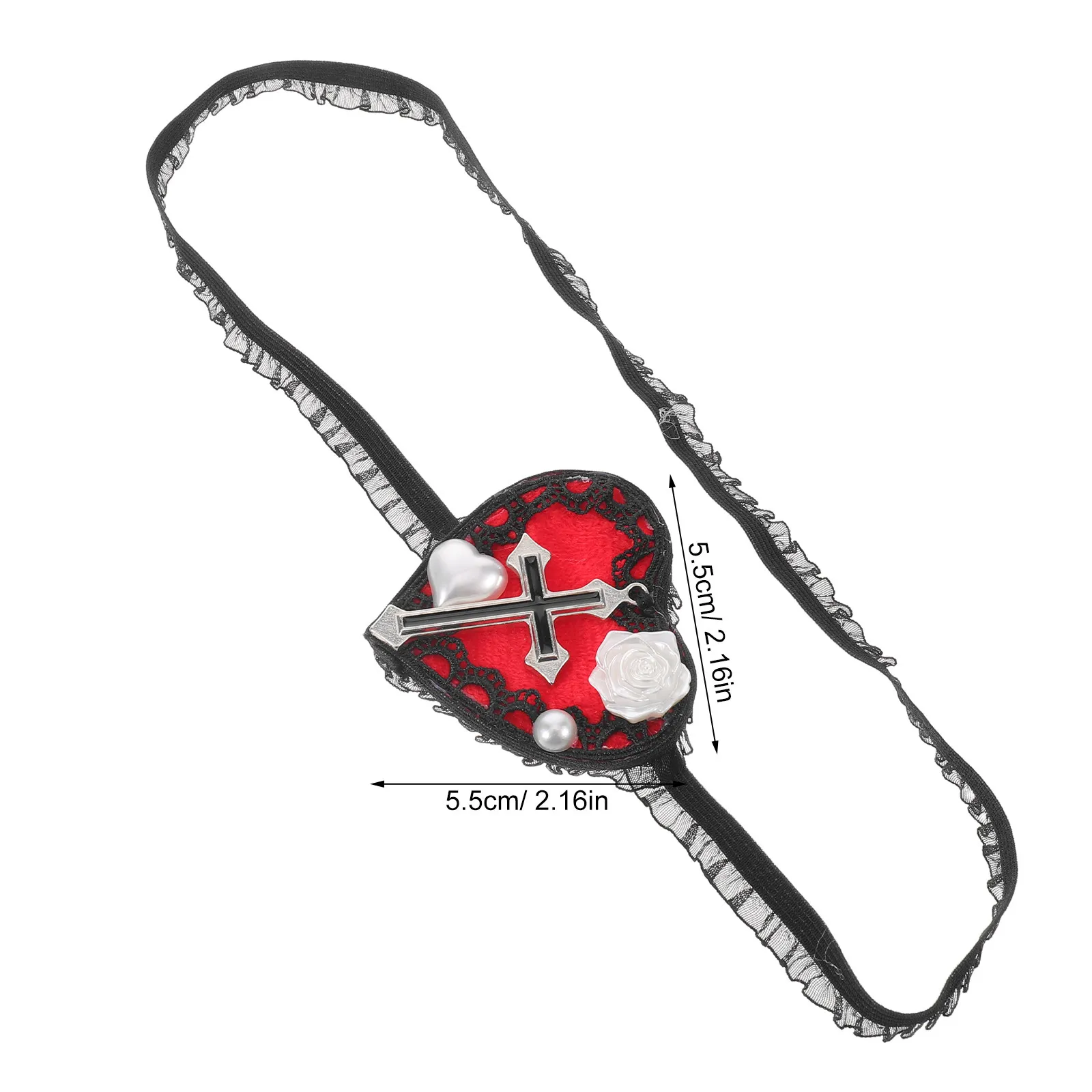 Gothic Lace Heart Eye Patch Cross Charm Single Eye Mask for Halloween Party Cosplay Costume Vintage Gothic Eyepatch