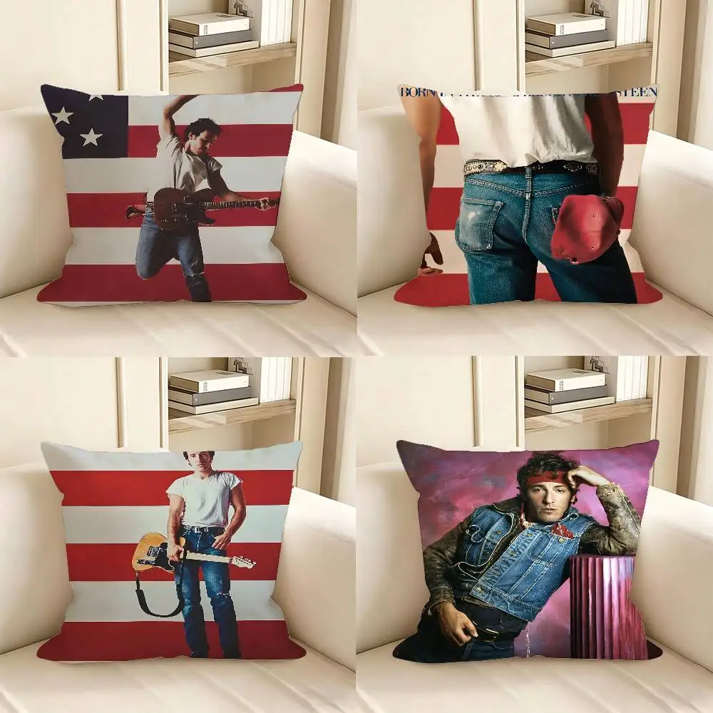1pc Singer Classic B-Bruce S-Springsteen Pillow Case Fashion Square Pillowcase Bedroom Sofa Room Ins Decoration Leisure