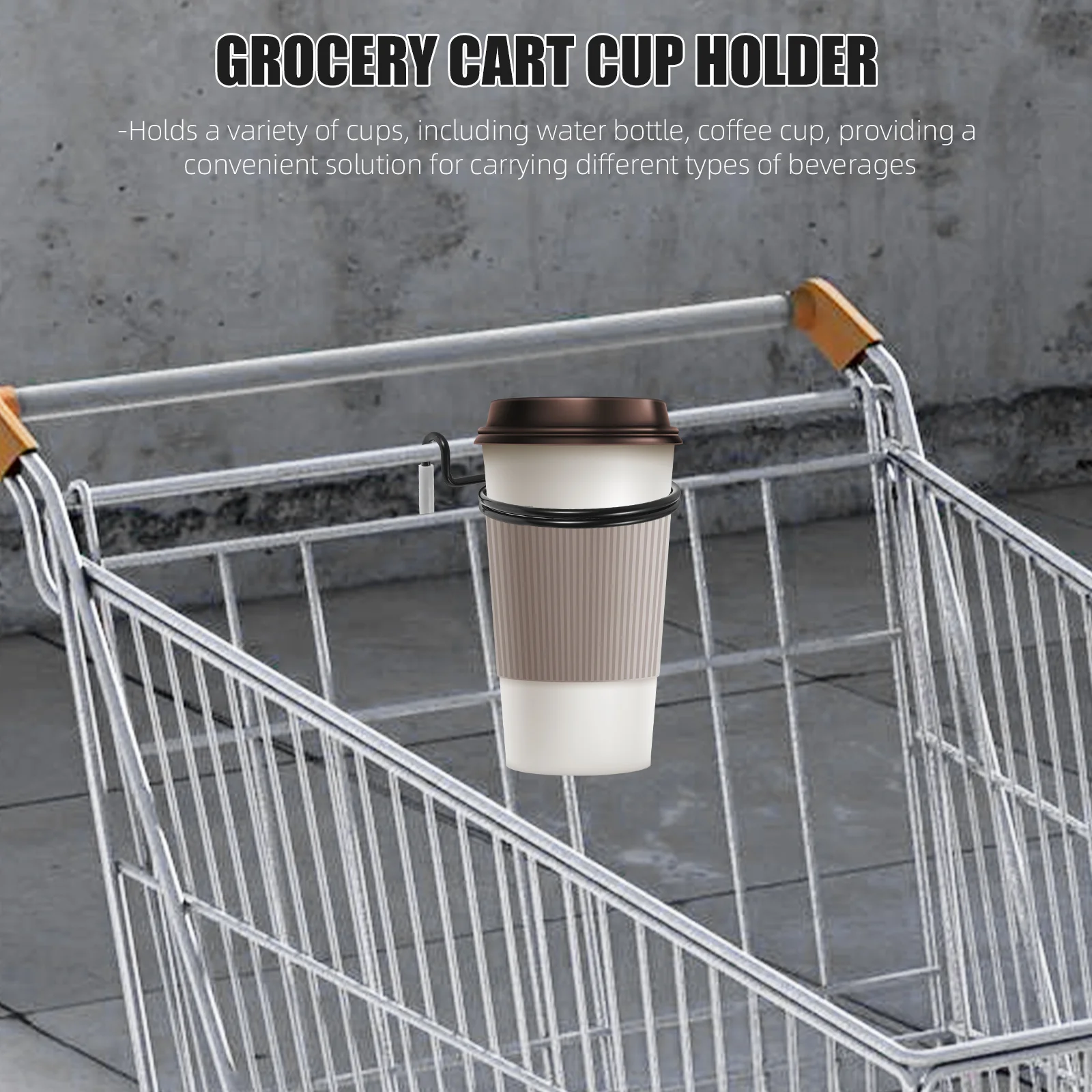 Portavasos colgante para carrito de compras, organizador de accesorios para bebidas, botellas de café y comestibles