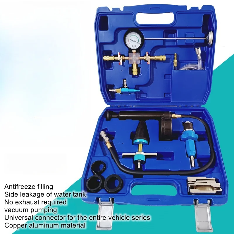 

Car water tank pressurized leak detection test leak detector tool antifreeze coolant vacuum filling pressurized replacer tool