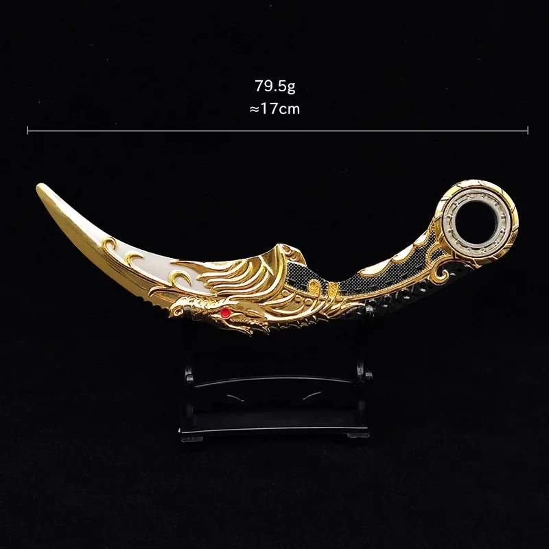 17cm/6.69in Obrotowy nóż z pazurem Karambit Metalowy model broni Nóż samurajski Titan Gra Tępy stalowy miecz Rzemiosło Zabawka Nóż PropGift