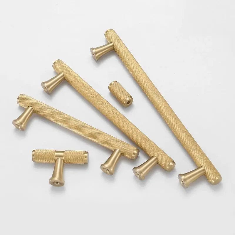 High-end 8PCS Solid Brass Knurled Furniture Pulls Handles Drawer Knobs Cupboard Wardrobe Closet Dresser Cabinet Door Pulls Pens