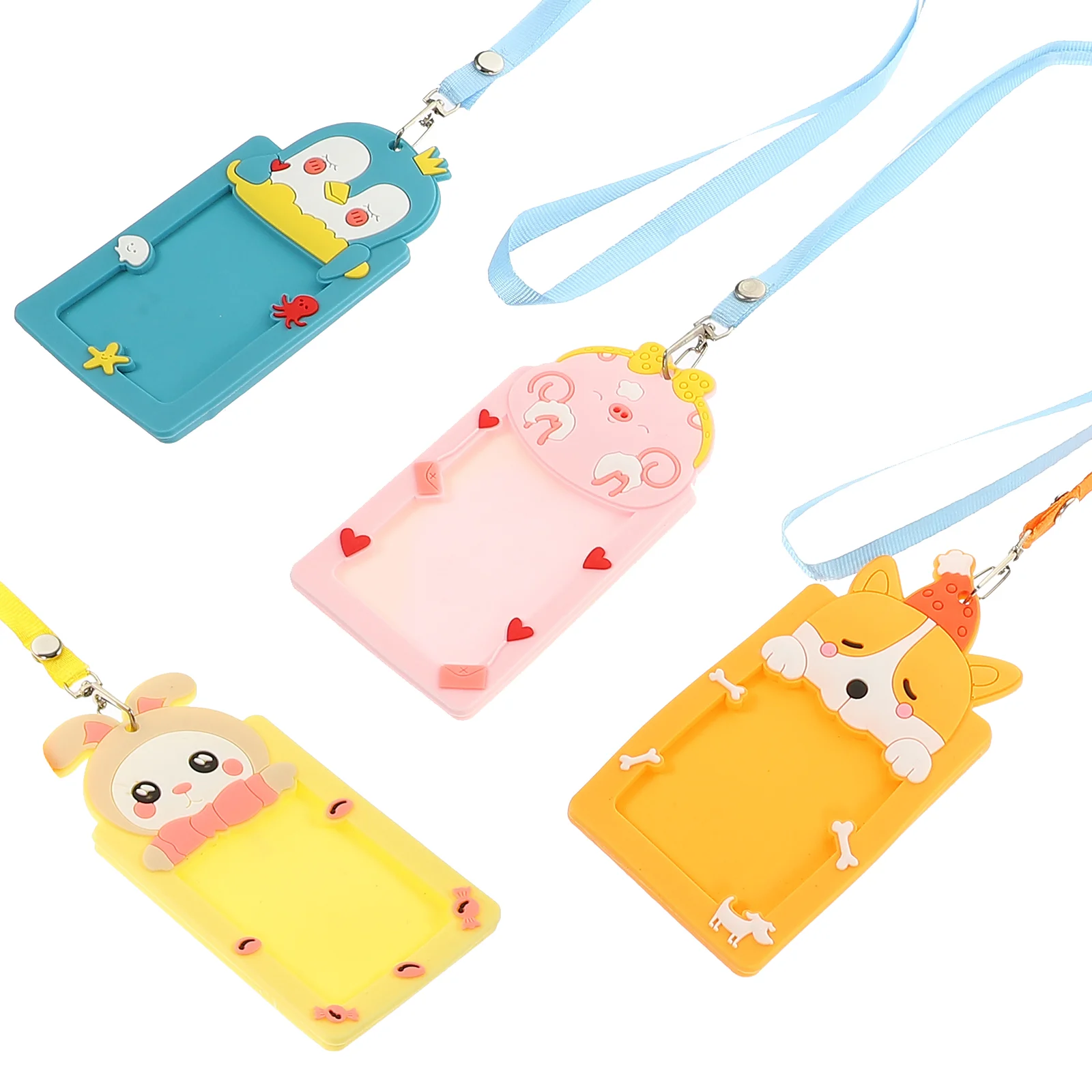 4 Pcs Bus Card Holder Cute Cartoon Bank 4pcs School Cards Keeper Credit Case Cover Student Sleeve Anti-scratch