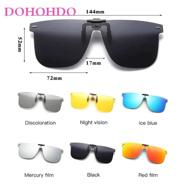 Men Polarized Clip On Sunglasses Metal Clips Car Driver Goggles Night Vision Glasses Anti Glare Vintage Safe Square Outdoo UV400