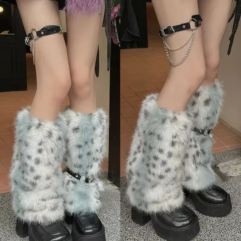 Leg Warmers Warm In Winter Cosplay Woman Gothic Leopard Print Spicy Girl Y2k Harajuku Leg Warmers Warm Thermal Long Socks