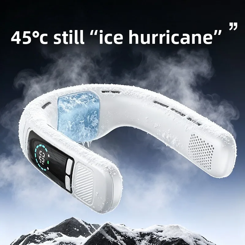 Semiconductor cooling neck fan USB charging bladeless ice fan outdoor portable neck fan