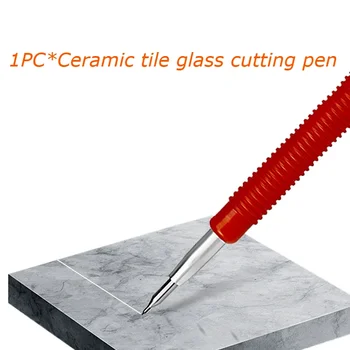 Pluma de letras de marca de vidrio con placa de Metal, pluma de marcado de carburo de oro para corte de vidrio de azulejos de cerámica, cuchillo de aguja para marcar azulejos de cerámica, 1 ud.